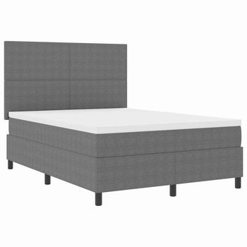 Cama Tipo Box Spring Gris Claro Y . 140 X 190 Cm Tela De Pana Vidaxl