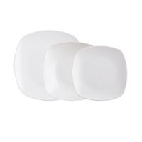 vajilla porcelana cuadrada blanca 12 piezas - 4 personas quid novo vinci - blanco apto microondas
