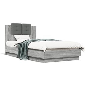 Cama Para Adulto | Cama Individual | Cama Con Cabecero Madera De Ingeniería Gris Sonoma 75x190 Cm