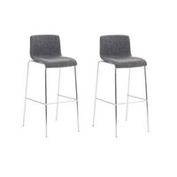 conjunto de 2 taburetes de bar en metal y tela gris claro 100004195