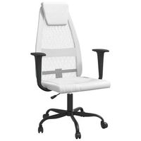 silla de oficina altura ajustable tela malla y cuero pe blanco vidaxl