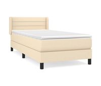 cama box spring con colchon tela color crema 100x200 cm rayas horizontales