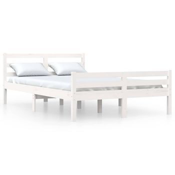 Estructura De Cama Doble Sin Colchón Madera Blanco 135x190 Cm Vidaxl