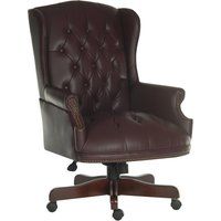 chairman bonded-leather tilting executive chair - burgundy