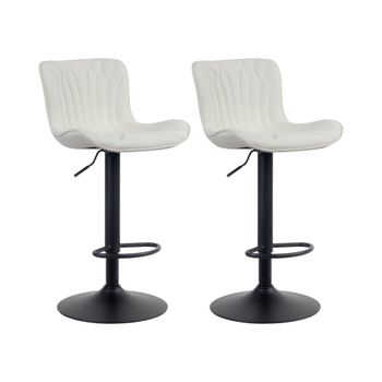 Set de 2 Taburetes de bar regulable en Tela Crema