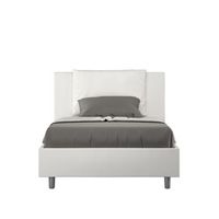 cama de una plaza y medio  sin somier acolchada 120x210 cuero sintetico blanco antea