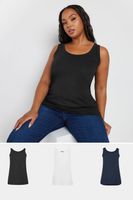 yours juego 3 camisetas sin mangas azul negra y blanca mujer curvy y tallas grandes yours