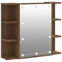 mueble con espejo y luces led roble marron 70x165x60 cm vidaxl
