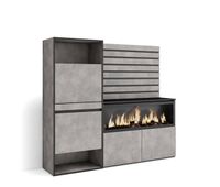 aparador con almacenamiento 167x35x145cm dormitorio habitacion chimenea electrica xxl zapatero estilo moderno cemento