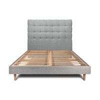 cama de 90x190 cm con cabecero tapizado - tejido rizado