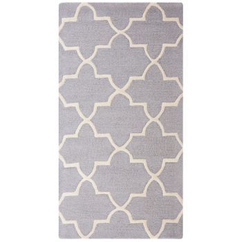 Alfombra De Lana Gris 80 X 150 Cm Patrón De Cuadrifolio Trébol Oriental Marroquí Hecha A Mano Silvan