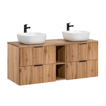 Mueble lavabo doble 140cm 2 nichos tableros de melamina y mdf madera