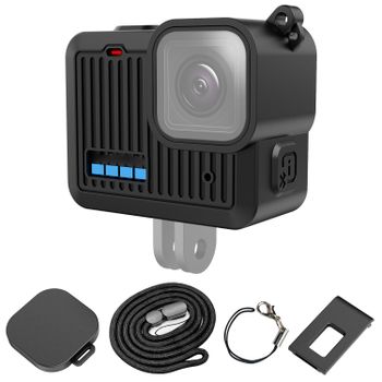 Carcasa protectora de silicona PULUZ con cubierta de interfaz lateral para GoPro HERO 4K 2024 y correa de muñeca y accesorios de cubierta de lente