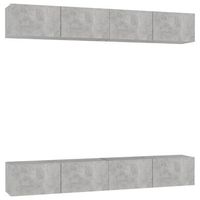 juego de 4 uds muebles tv  mueble de salon  armario tv gris hormigon 100x30x30 cm