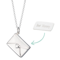personalised silver envelope necklace with engraved insert