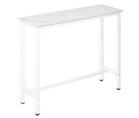 homcom mesa de bar mesa alta con encimera de melamina efecto marmoleado y patas de acero estilo moderno para cocina cafeteria comedor 120x40x100 cm blanco