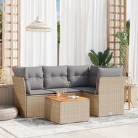 conjunto de sofas jardin con cojines 5 uds  mueble jardin mesa y sillas ratan sintetico beige cfw305184