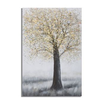 Cuadro Sobre Lienzo Con Árbol Multicolor 80x3,8x120 Cm