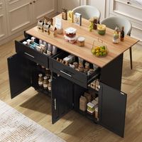 isla de cocina con ruedas 129 x 46 x 915 cm mesa plegable y dos cajones