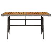 mesa de jardin  mesa de exterior ratan pe y acacia maciza gris 130x70x72 cm