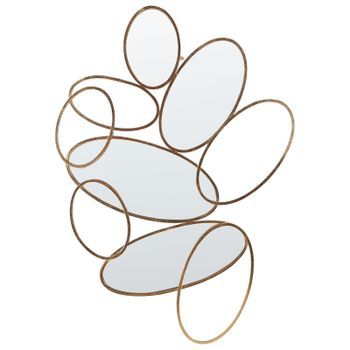 Espejo Decorativo De Pared Estilo Glamour Decoración Colgante 113 X 77 Cm Dorado Decize
