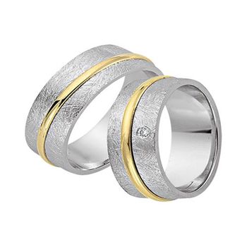 Alianzas 8 quilates oro amarillo-blanco con diamante