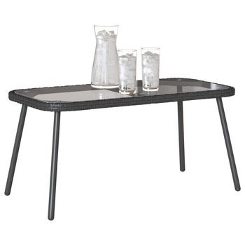 Mesa De Centro 90x45x43 Cm Ratán - Negro