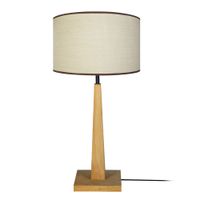 lampara de pie madera natural metal pantalla blanco