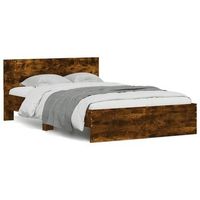 estructura de cama con cabecero roble ahumado 120x190 cm vidaxl