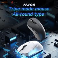 raton inalambrico para juegos ajazz nj08 con sensor paw3311 asimetrico para mano derecha tri-modo para oficina 6 niveles de dpi12800 rgb