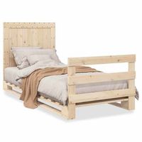 estructura de cama con cabecero madera maciza de pino 90x200 cm vidaxl
