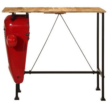 Mesa Bar Tractor Madera Maciza Mango Rojo Y Marrón 55x120x107cm