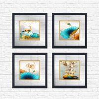 cuadro decorativo enmarcado cam1887611440 multicolor 32x32 cm 4 piezas