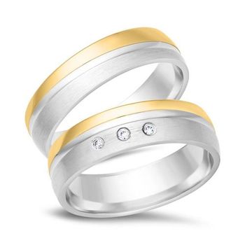 Alianzas 18 quilates oro amarillo-blanco 3 diamantes
