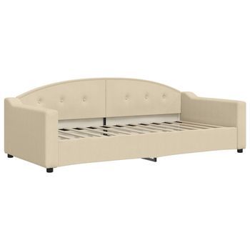 Cama Individual | Cama Para Adultos | Sofá Cama Sin Colchón Tela Crema 90x200 Cm