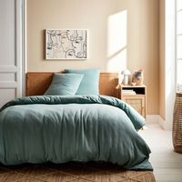 ropa de cama de gasa y algodon verde