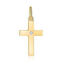 colgante cruz en oro 14 quilates con diamante