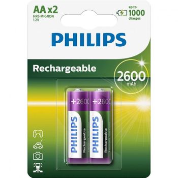 Philips Pack 2 Pilas Recargables 2600mAh AA HR6