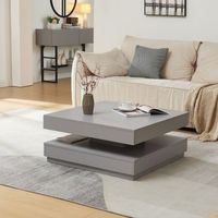 mesa de centro florenz con tablero giratorio 76x76x38 cm - gris claro encasa