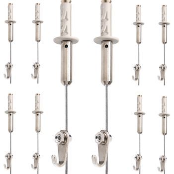 Gancho Para Colgar Cuadros , Gancho Rm Con Ajuste Manual , Cable De Acero De 2 M , Altura Regulable , Soporta Hasta 15 Kg , Incluye Taco Expansivo