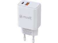 cargador movil - muvit for change mcacc0037 1 usb qc 30 18w  tipo c pd 25w universal  blanco