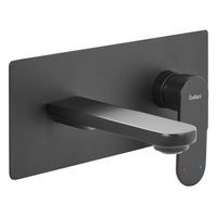 grifo monomando de laton empotrado para lavabo en pared negro chungara