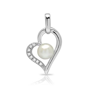 Colgante de plata 925 corazón perla circonita