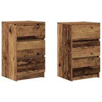 mesillas de noche con 3 cajones 2 uds madera vieja 39x35x65 cm vidaxl