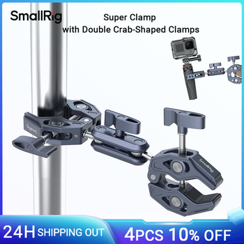SmallRig Super Clamp con abrazaderas dobles en forma de cangrejo, brazo mágico, adaptador de doble cabeza de bola para cámara de acción, trípode, barra transversal-4103