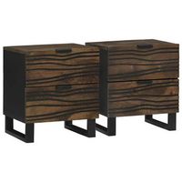 mesita de noche pack de 2 - mueble para dormitorio - madera de ingenieria - nogal 40x33x46cm