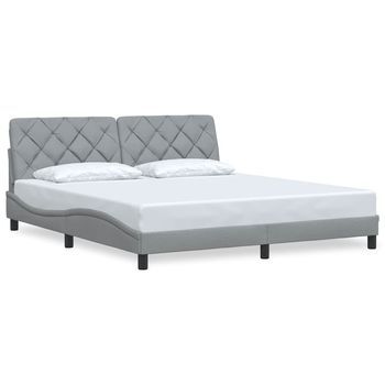 Cama Matrimonial | Cama Para Adultos | Cama Sin Colchón Tela Gris Claro 180x200 Cm