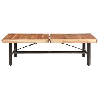 Mesa De Centro 90x142x42 Cm Madera Maciza De Acacia Con Acabado Natural Y Hierro Con Recubrimiento En Polvo - Marrón