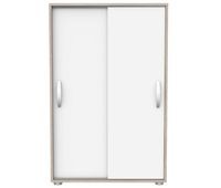 zapatero multiusos con puertas correderas blanco y roble 106x68x33 cm