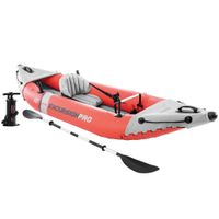 intex - kayak hinchable excursion pro k1 o k2 1 o 2 personas de vinilo resistente con 2 quillas 2 soportes para cana de pesca incluye remo e hinchador asiento respaldo y suelo hinchables